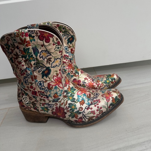 Roper Gold Floral Multi-Color Boots Size 8.5 - Picture 3 of 7